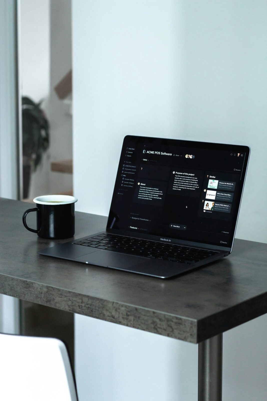 Laptop on table